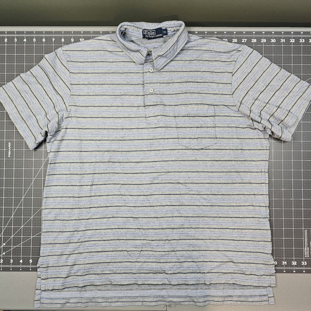 Polo Ralph Lauren Shirt XL Striped Pocket Academia Performance Golf Preppy Ivy